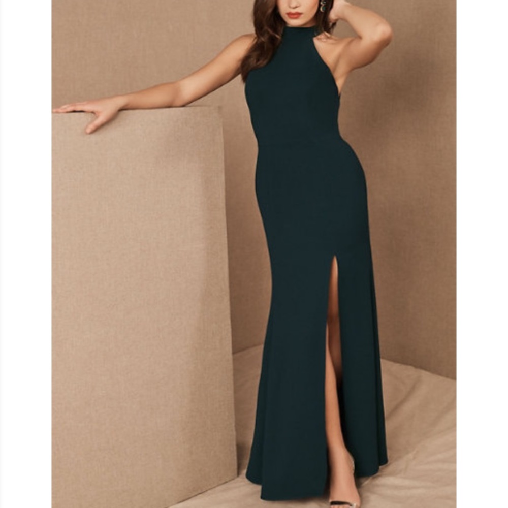 BHLDN Dark Emerald Montreal Crepe Maxi Dress (Size 0)